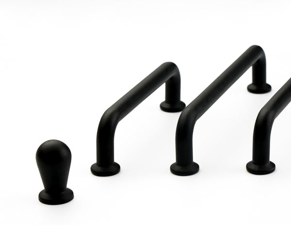 Handtag, metallisk, svart "Casanuova" knopp, 96, 128, 192 mm