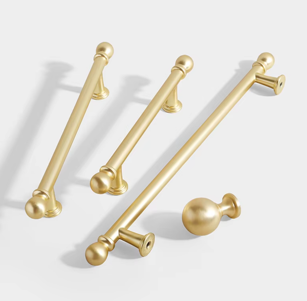 Handtag, Metall, Guld/M&auml;ssing, Satin &ldquo;Bellavista&rdquo; &ndash; Knopp & Handtag, 96, 128 & 192 mm