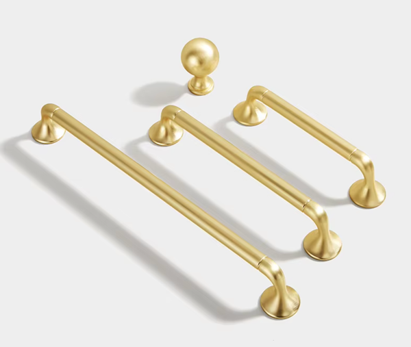 Handtag, Metall, Guld/M&auml;ssing, Satin &ldquo;Florencia&rdquo; &ndash; Knopp & Handtag, 96, 128 & 192 mm