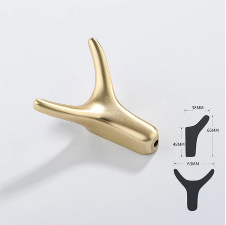 Metallkrok f&ouml;r kl&auml;der och handdukar, Borstad Guld &ldquo;Hjort&rdquo;