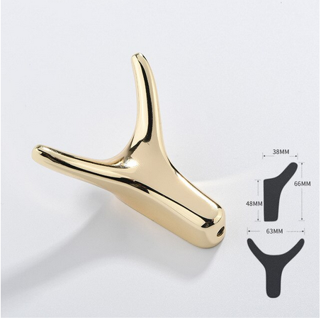 Metallkrok f&ouml;r kl&auml;der och handdukar, Blank Guld/M&auml;ssing &ldquo;Hjort&rdquo;