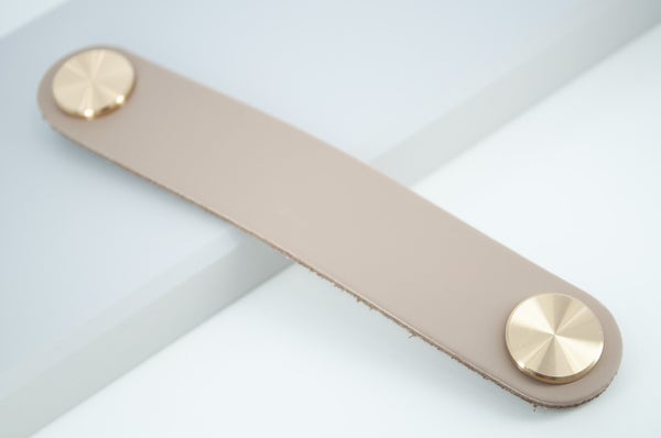 Handtag, L&auml;derhandtag, Ljusbrun "Cohiba Vuelta Abajo" &ndash; Knopp, 96 mm, 128 mm