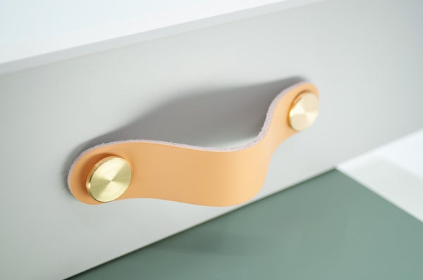 Handtag, L&auml;derhandtag, Beige "Cohiba Vuelta Abajo" &ndash; Knopp, 96 mm, 128 mm