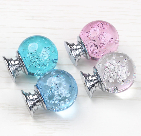 Handtag / Knopp Kristall, "Bubbles" 30mm