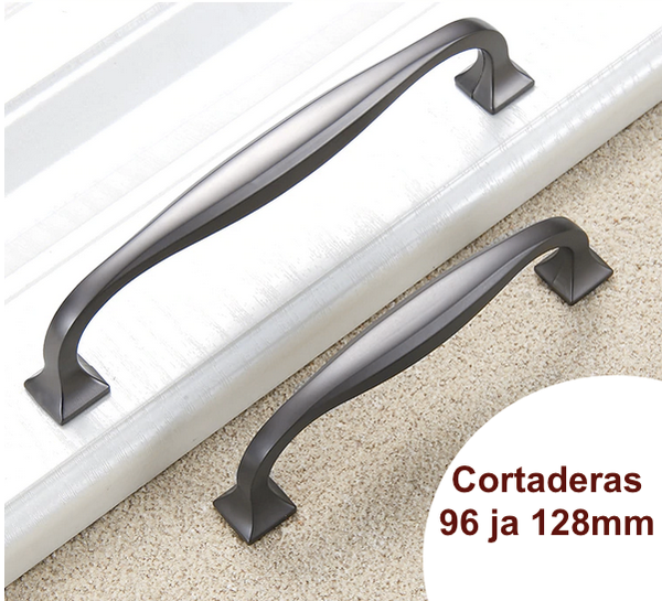 Handtag, Metall, Grafitgr&aring; "Cortaderas" 96mm och 128mm