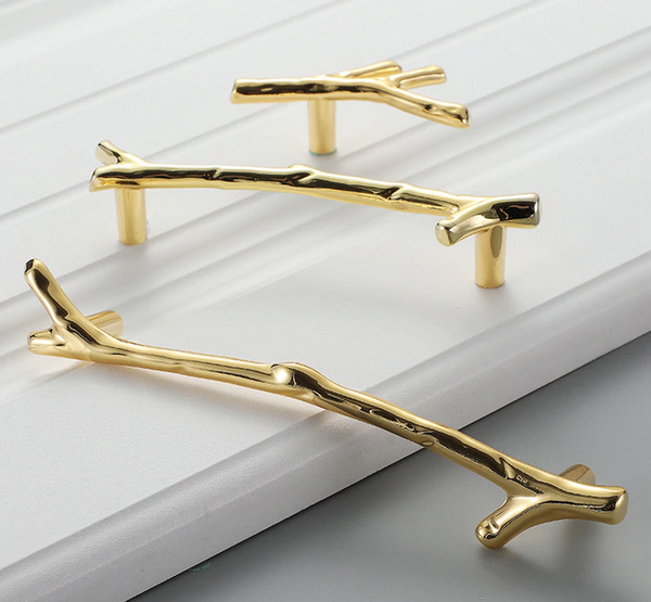 Handtag, Metall, Guld &ldquo;Lappland&rdquo; &ndash; Knopp, 96 mm och 128 mm