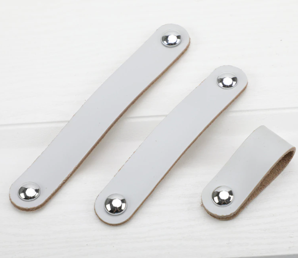 Handtag, L&auml;derhandtag, Gr&aring; &ldquo;Cohiba Gray&rdquo; &ndash; Knopp, 96 mm, 128 mm