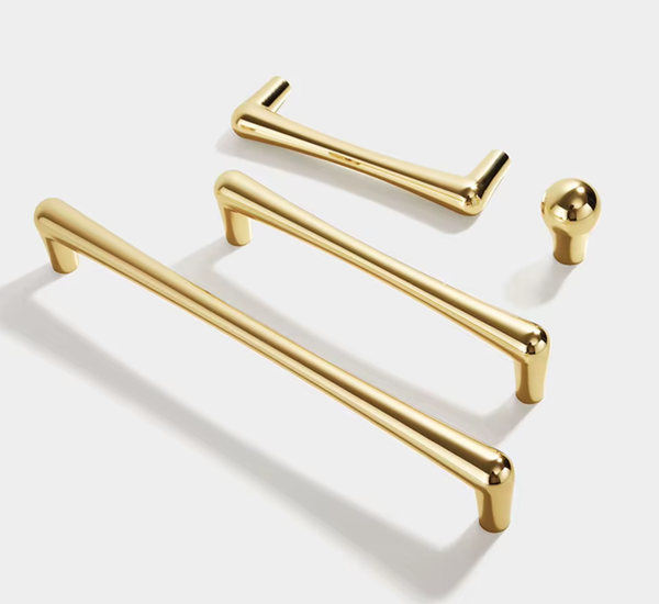 Handtag, Metall, Guld/M&auml;ssing, Blank &ldquo;Endeavour&rdquo; &ndash; Knopp & Handtag, 96, 128 & 192 mm