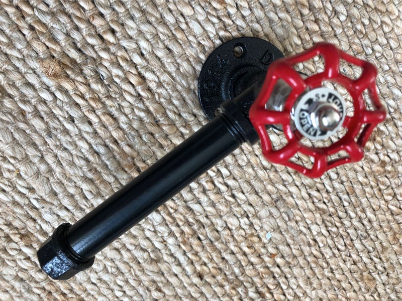 WC -paperiteline. "Single Water Pipe Stopcock" Musta. Industrial -sarja.